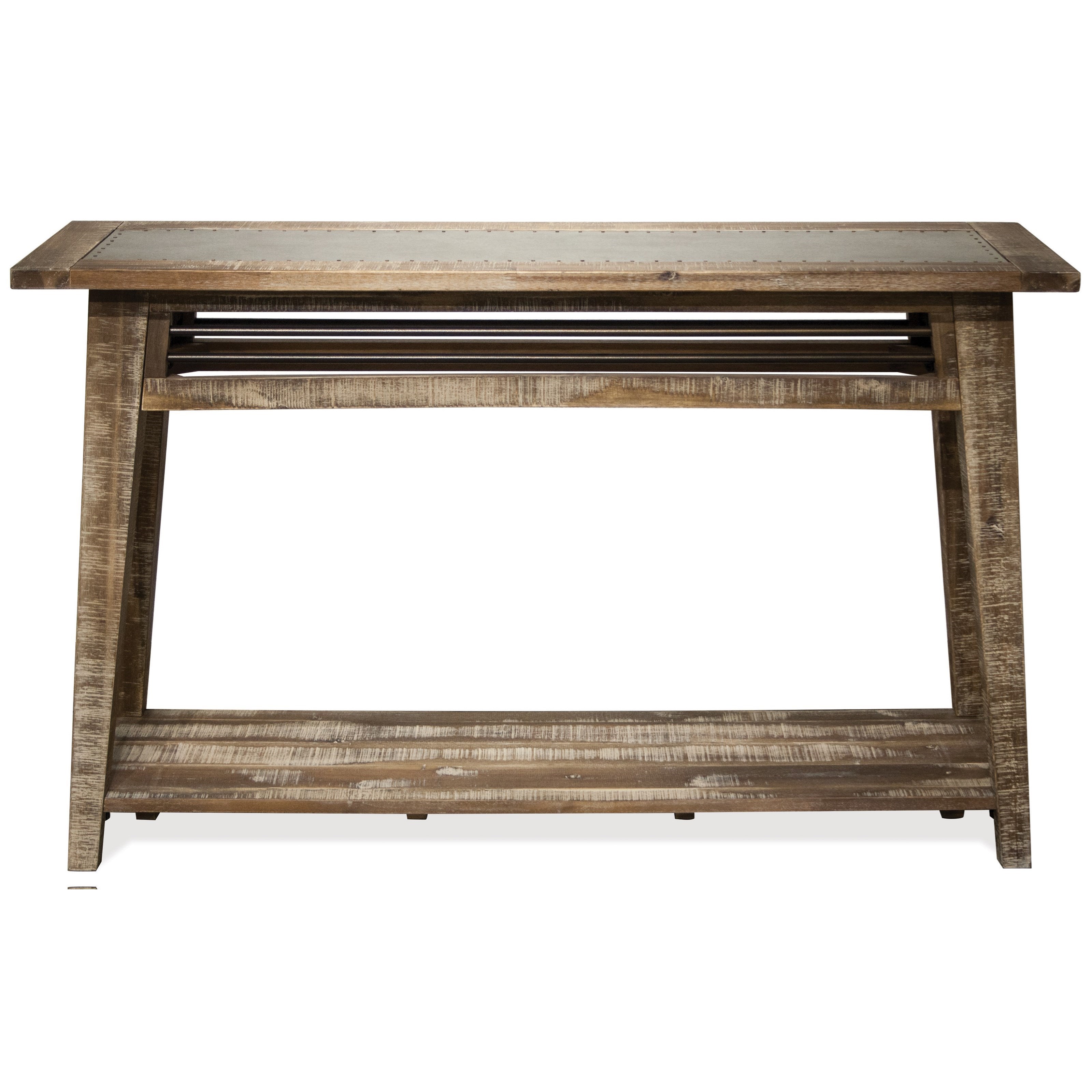 Riverside Furniture Rowan Industrial Sofa Table with Metal Insert Top